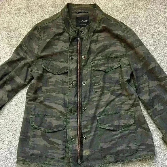 Sanctuary Fray Hem Utility Shacket in Stone Camo L - Picture 3 of 3